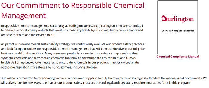 Chemical Management Statement